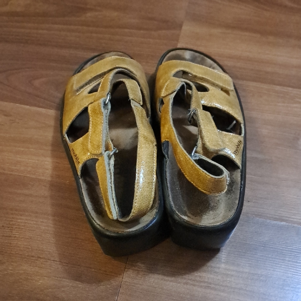 Mephisto Women's Mustard Yellow Leather Slingback Sandals - Picture 3 of 7